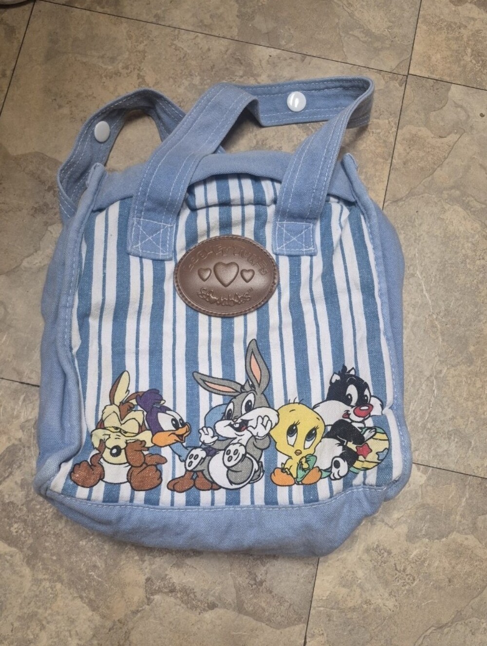 Vintage Looney Tunes Tweety & Friends Backpack Bag Bugs Bunny Y2K Blue